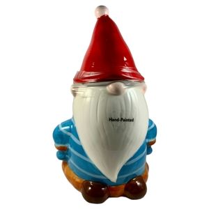 Holiday Time Gnome Cookie Jar Christmas Hand Painted 11.5“